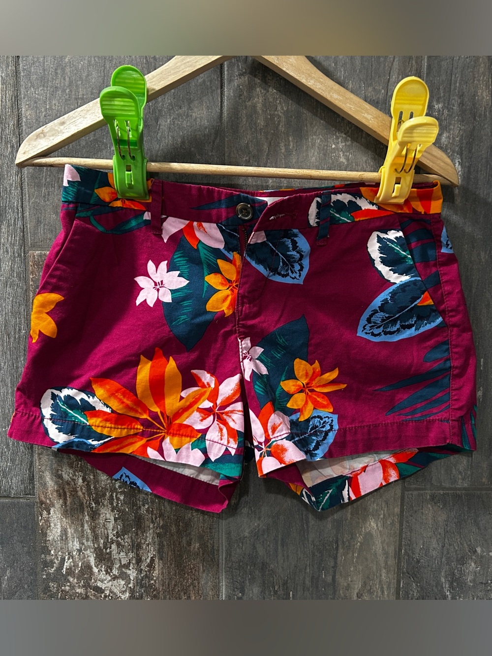 Old Navy Floral Magenta Bermuda Shorts